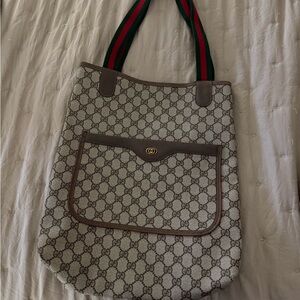 Authentic Vintage Gucci Beige and Brown Tote Bag - very clean!